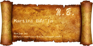 Martini Béla névjegykártya